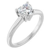 14K White Gold 1/2 CT Heart-Shaped Diamond Ring with Standard 4-Prong Setting and Tapered Shank 3.49mm Band Width