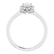 14K White Gold 1/2 CTW Marquise Diamond Engagement Ring with Vintage-Inspired Filigree Halo