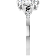 14K White Gold 1/2 CTW Marquise Diamond Engagement Ring with Vintage Scroll Accents