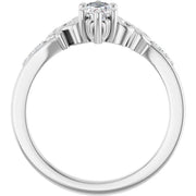 14K White Gold 1/2 CTW Marquise Diamond Engagement Ring with Vintage Scroll Accents