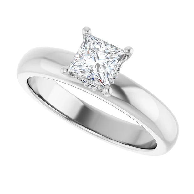 14K White Gold 1/2 CTW Princess Diamond Solitaire Engagement Ring







