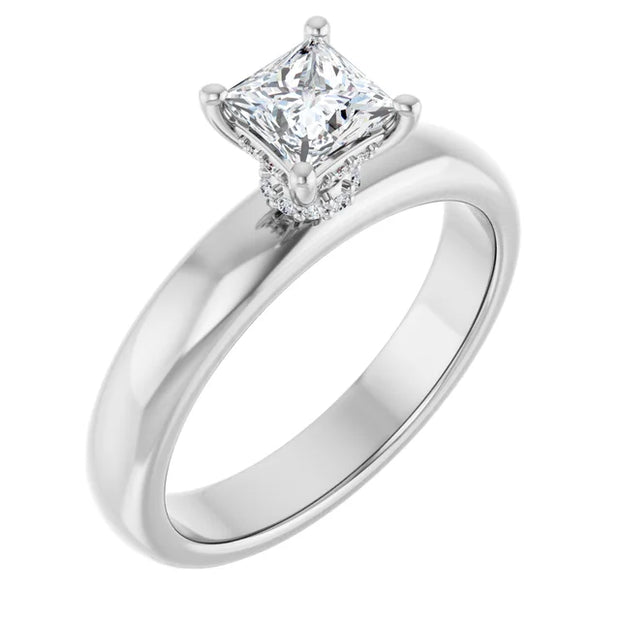 14K White Gold 1/2 CTW Princess Diamond Solitaire Engagement Ring
