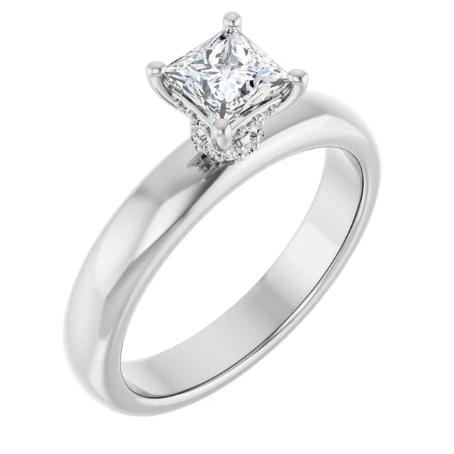 14K White Gold 1/2 CTW Princess Diamond Solitaire Engagement Ring
