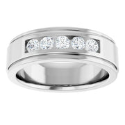 14K White Gold 1/2 CTW Round Diamond Channel-Set Wedding Band