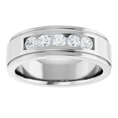 14K White Gold 1/2 CTW Round Diamond Channel-Set Wedding Band