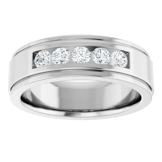 14K White Gold 1/2 CTW Round Diamond Channel-Set Wedding Band