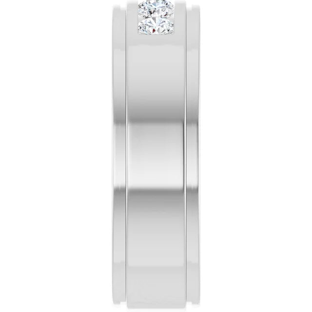 14K White Gold 1/2 CTW Round Diamond Channel-Set Wedding Band
