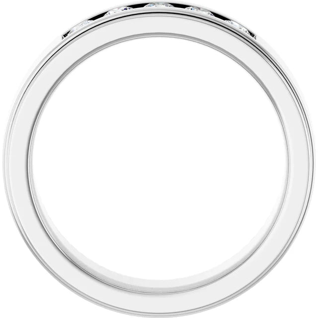 14K White Gold 1/2 CTW Round Diamond Channel-Set Wedding Band