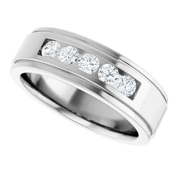 14K White Gold 1/2 CTW Round Diamond Channel-Set Wedding Band
