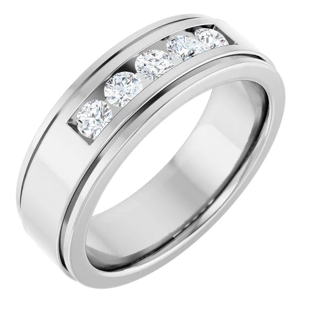 14K White Gold 1/2 CTW Round Diamond Channel-Set Wedding Band