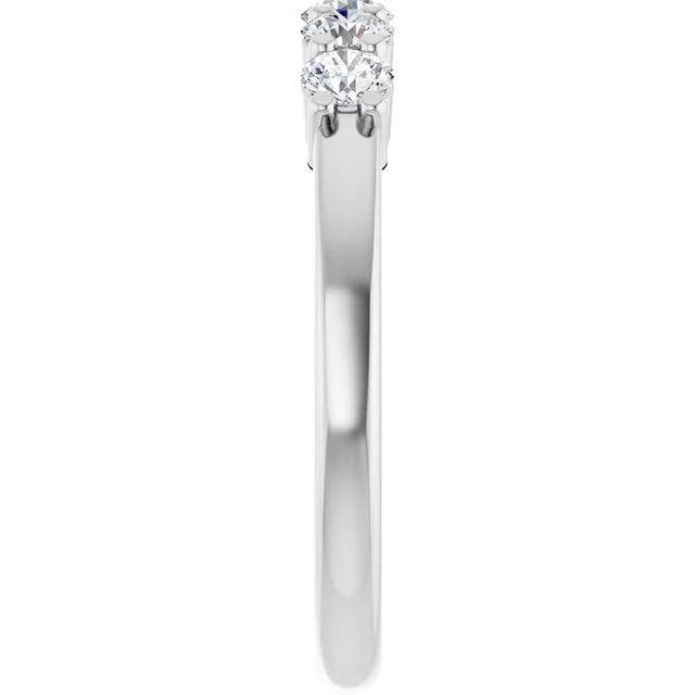 14K White Gold 1/2 CTW Round Diamond Five-Stone Wedding Band