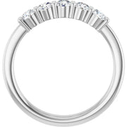 14K White Gold 1/2 CTW Round Diamond Five-Stone Wedding Band