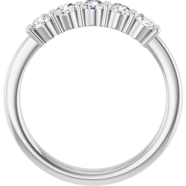 14K White Gold 1/2 CTW Round Diamond Five-Stone Wedding Band