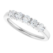 14K White Gold 1/2 CTW Round Diamond Five-Stone Wedding Band
