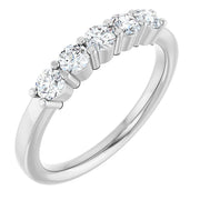 14K White Gold 1/2 CTW Round Diamond Five-Stone Wedding Band