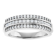 14K White Gold 1/2 CTW Round Diamond Triple Row Wedding Band