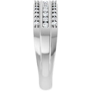 14K White Gold 1/2 CTW Round Diamond Triple Row Wedding Band