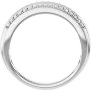 14K White Gold 1/2 CTW Round Diamond Triple Row Wedding Band