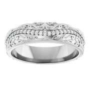 14K White Gold 1/4 CTW Diamond Scroll-Pattern Wedding Band