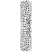 14K White Gold 1/4 CTW Diamond Scroll-Pattern Wedding Band