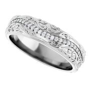 14K White Gold 1/4 CTW Diamond Scroll-Pattern Wedding Band