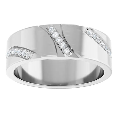 14K White Gold 1/5 CTW Round Diamond Diagonal-Accent Wedding Band