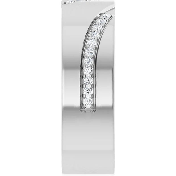 14K White Gold 1/5 CTW Round Diamond Diagonal-Accent Wedding Band