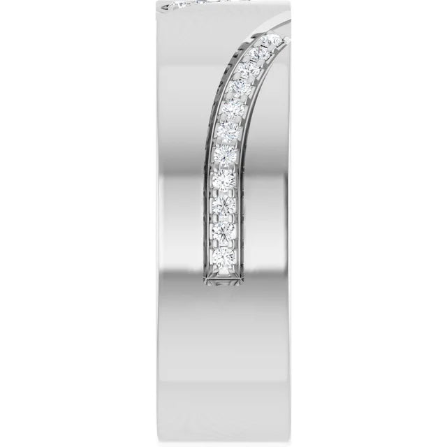 14K White Gold 1/5 CTW Round Diamond Diagonal-Accent Wedding Band