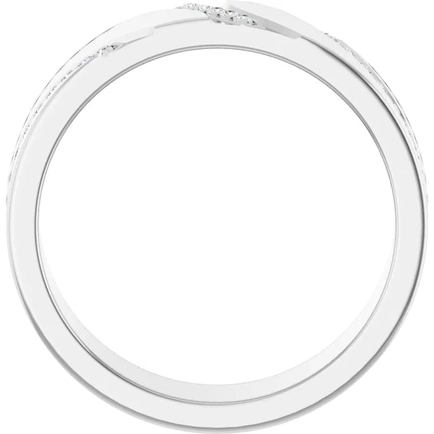 14K White Gold 1/5 CTW Round Diamond Diagonal-Accent Wedding Band