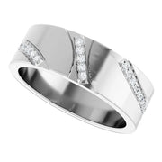 14K White Gold 1/5 CTW Round Diamond Diagonal-Accent Wedding Band