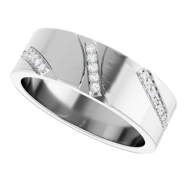 14K White Gold 1/5 CTW Round Diamond Diagonal-Accent Wedding Band