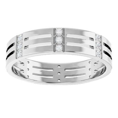14K White Gold 1/6 CTW Geometric Cutout Diamond Wedding Band