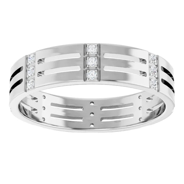 14K White Gold 1/6 CTW Geometric Cutout Diamond Wedding Band