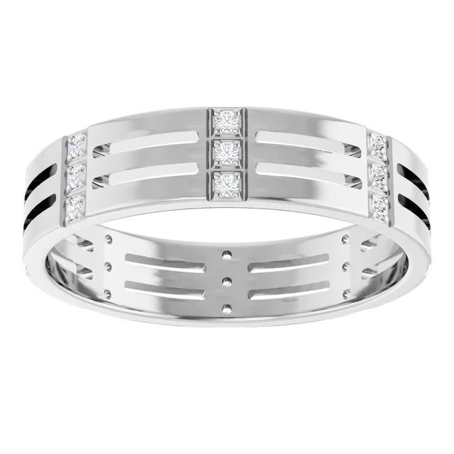 14K White Gold 1/6 CTW Geometric Cutout Diamond Wedding Band