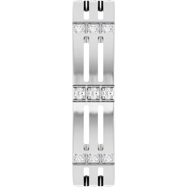 14K White Gold 1/6 CTW Geometric Cutout Diamond Wedding Band