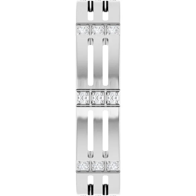 14K White Gold 1/6 CTW Geometric Cutout Diamond Wedding Band