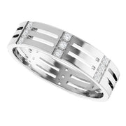 14K White Gold 1/6 CTW Geometric Cutout Diamond Wedding Band