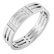 14K White Gold 1/6 CTW Geometric Cutout Diamond Wedding Band