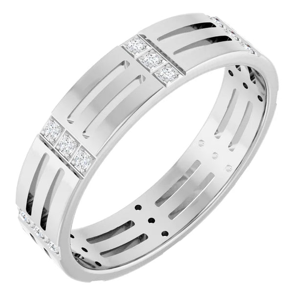 14K White Gold 1/6 CTW Geometric Cutout Diamond Wedding Band