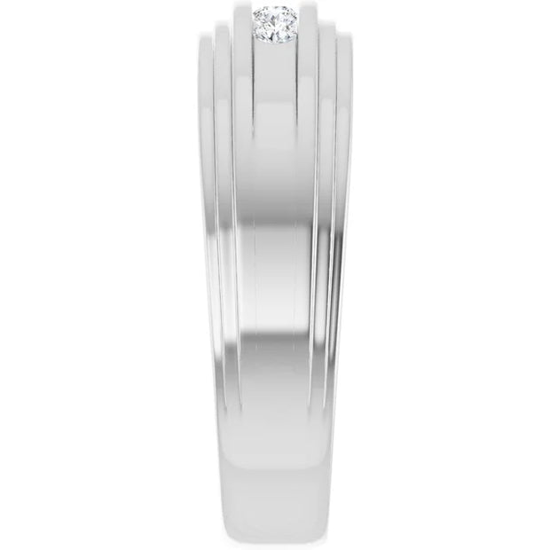 14K White Gold 1/6 CTW Round Diamond Accented Wedding Band