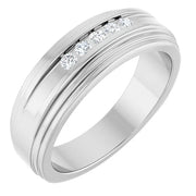 14K White Gold 1/6 CTW Round Diamond Accented Wedding Band