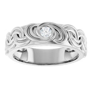 14K White Gold 1/8 CTW Bezel-Set Diamond Interwoven Pattern Wedding Band