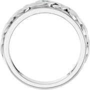 14K White Gold 1/8 CTW Bezel-Set Diamond Interwoven Pattern Wedding Band