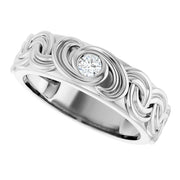 14K White Gold 1/8 CTW Bezel-Set Diamond Interwoven Pattern Wedding Band