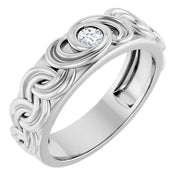 14K White Gold 1/8 CTW Bezel-Set Diamond Interwoven Pattern Wedding Band