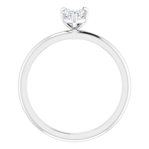 14K White Gold 3-Prong 1/2 CT Heart-Shaped Diamond Solitaire Ring