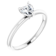 14K White Gold 3-Prong 1/2 CT Heart-Shaped Diamond Solitaire Ring