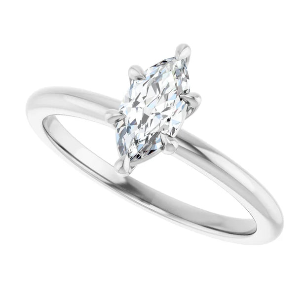 14K White Gold 3/4 CT Marquise Diamond Solitaire Engagement Ring