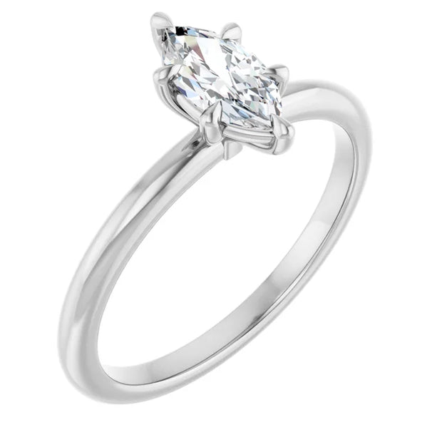 14K White Gold 3/4 CT Marquise Diamond Solitaire Engagement Ring