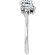 14K White Gold 3/4 CTW Cushion-Cut Diamond Ring with Floral-Inspired Side Stone